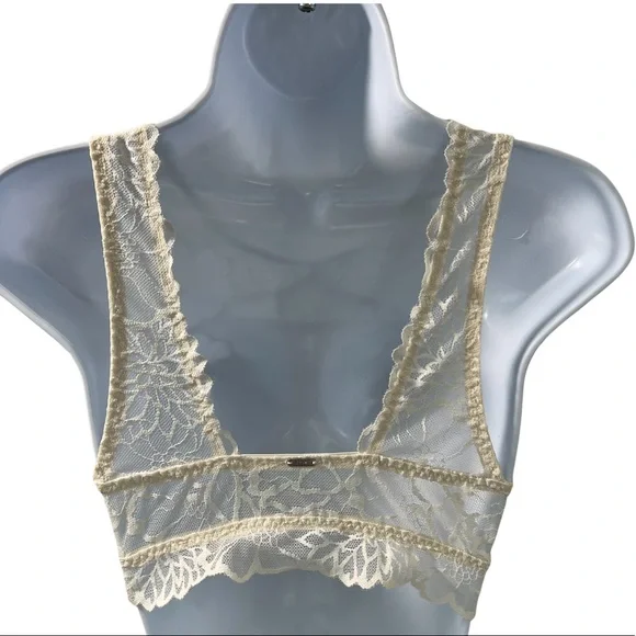 Victoria’s Secret Bralette High Neck Push Up Cream Lace (T) - Picture 2 of 7